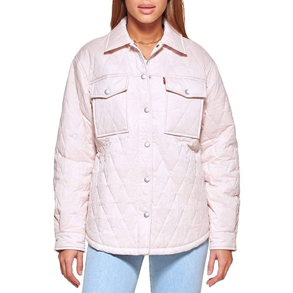 Levi's Women's Quilted Shirt Jacket Shacket Peach Blossom Pink Plus Size XXL NWT